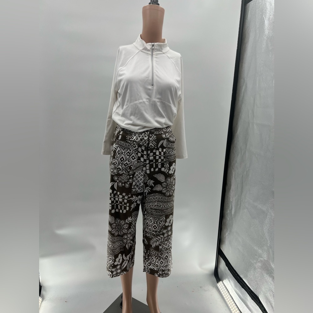 Chico's Brown And White Patchwork Patterned Cropp… - image 4